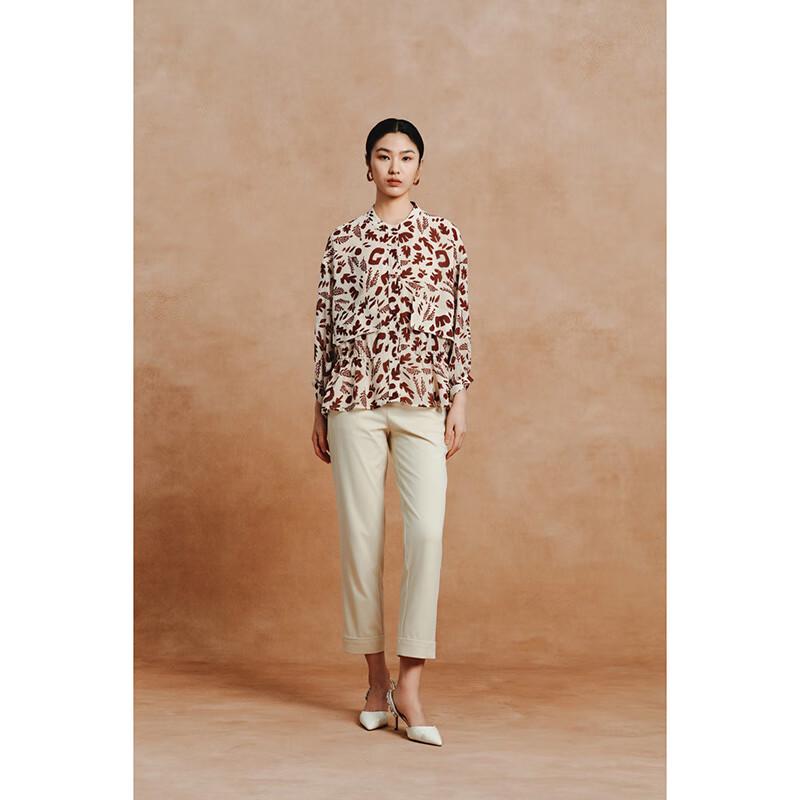 Gejin Women s Elegant Floral Long-Sleeve Shirt S