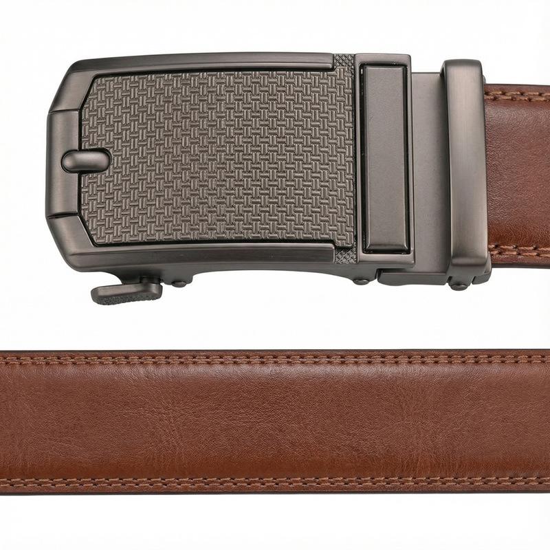 Men'S Automatic Buckle Cowhide Belt, High-End Business And Leisure Trend Versatile Belt, Middle-Aged And Young People Belt