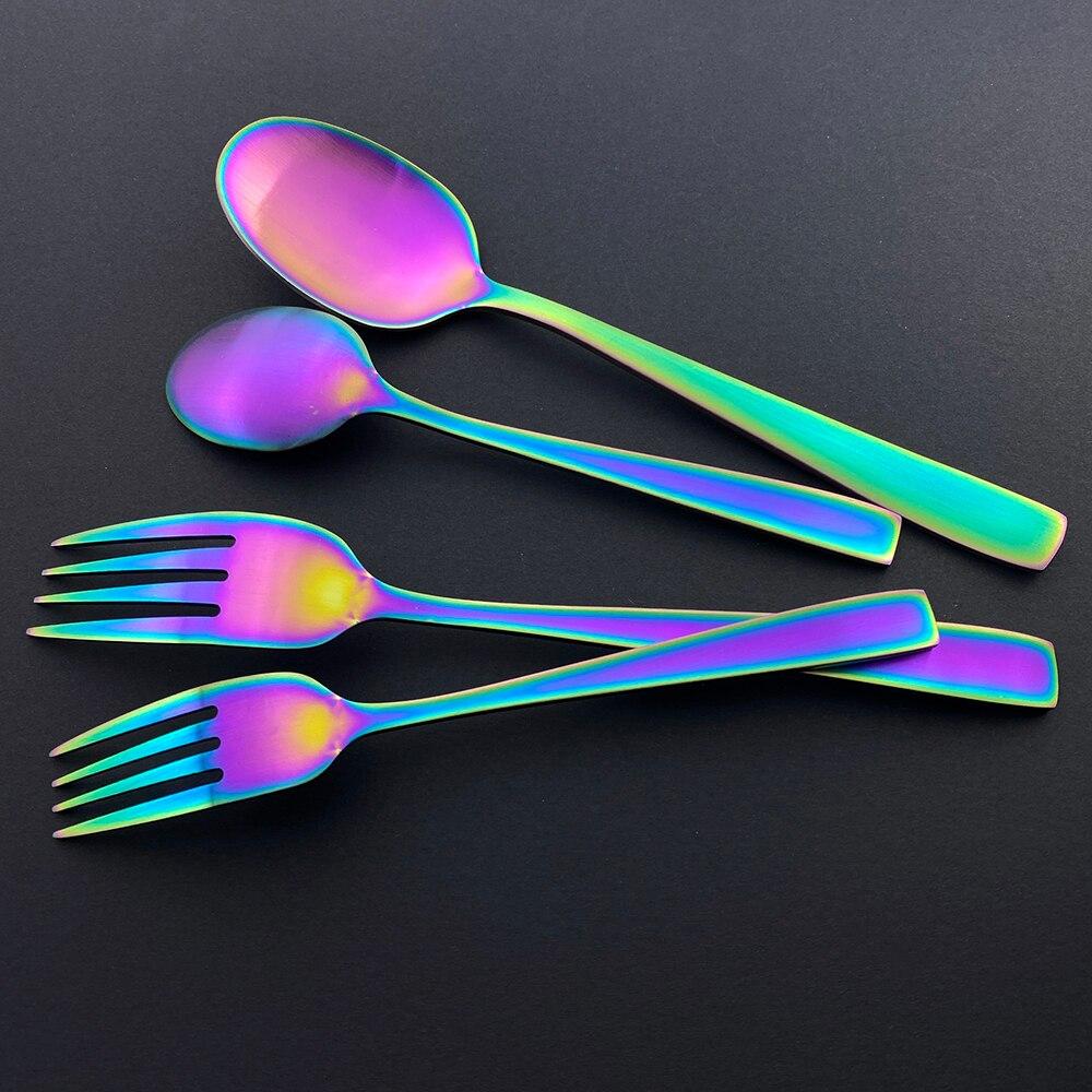 5Pcs Gold Matte Dinnerware Set Stainless Steel Cutlery Home Dessert Fork Spoon Knife Dinner Set Silverware Flatware Set