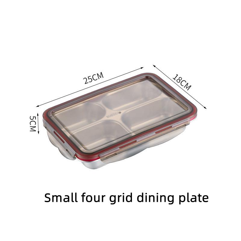 304 Stainless Steel Bento Lunch Box With PP Lid,Sealed Compartments Adult Lunch Box,Children's Student Kindergarten Meal Plate