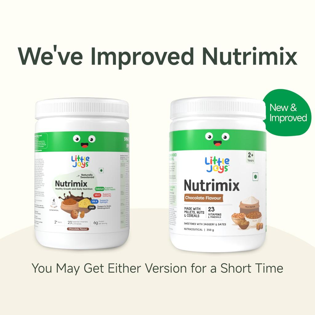 Little Joys Chocolate Nutrimix 350g Powder | 2-6 Years | No Refined Sugar | 24 Essential Vitamin & Mineral|5g Protein Per Serving | Supports Overa
