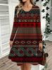 Spring Autumn Women Dress Casual Long Sleeve O-neck 3D Print Loose A-Line Dress Oversized Home Wear Robe