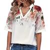 Europe and America 1116 Summer New V-neck Casual Printed Shirt Short-sleeved Top