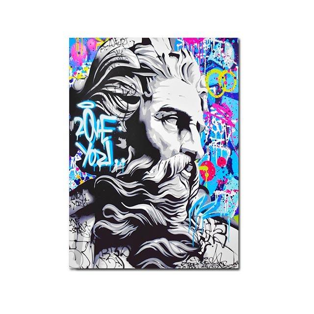 Pop Street Ölgemälde Zeus Graffiti Poster Wandkunst Home Dekoration Gemälde Wohnzimmer Moderne Ausgabe
