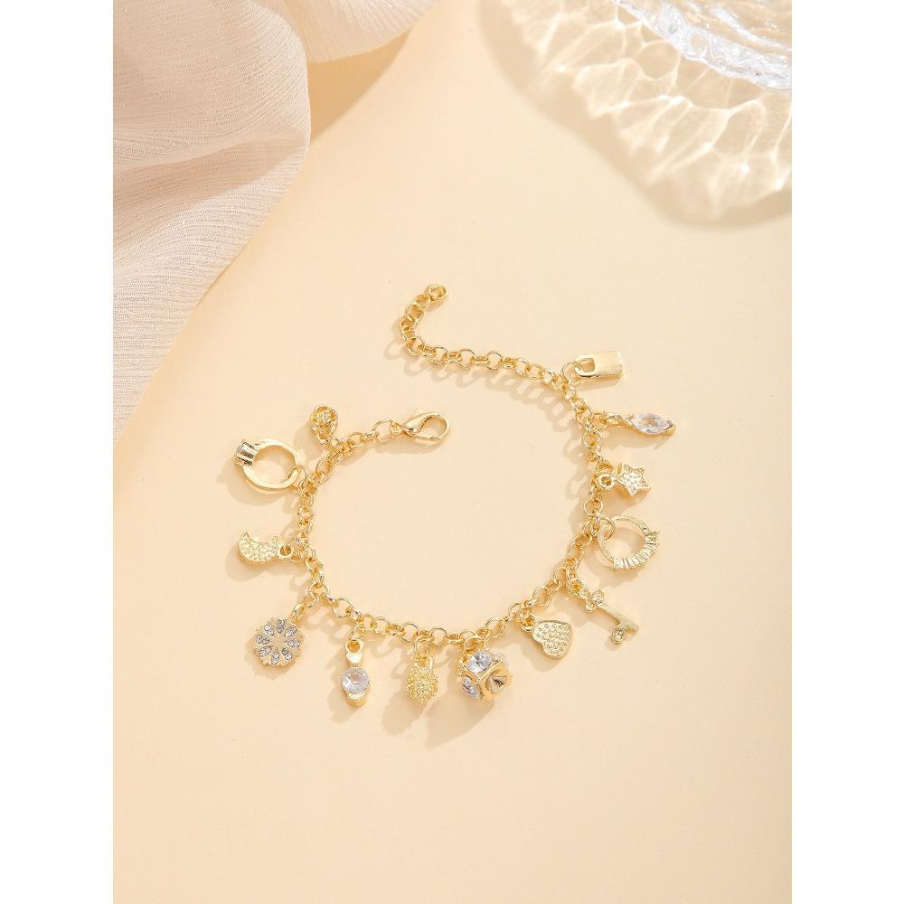 Elegant Fashion 13 Pendant Bracelet for Women Multi Element Stylish Minimalist Jewelry