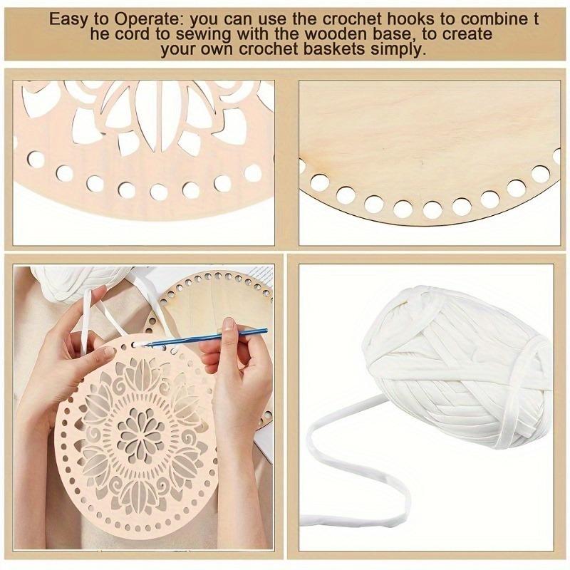 2 Stück Naturholz Korbboden Kreis Rohling Hohl Häkelkorb Holzbasis DIY Häkeltasche Boden Formprozess