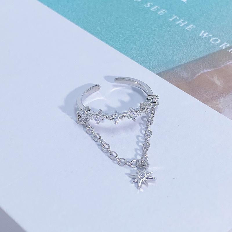 Light Luxury Full Diamond Inlaid Zircon Super Flash High-End Open Ring Niche Exquisite Elegant Personalized Ring