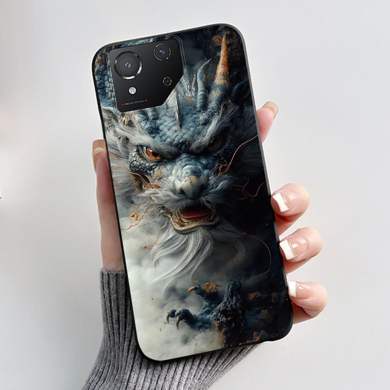 Casing For Asus ROG Phone 8 Phone8 ROG8 Pro Case Luxury Dragon Cute Cool Boys Girls Slim Black Matte Soft TPU Back Protect Cover