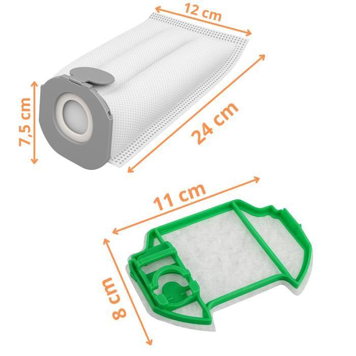 Pack accessoires - PHONILLICO - Vorwerk Kobold VK7 - 10 Sacs + 2 Filtres moteur - Compatible aspirateur