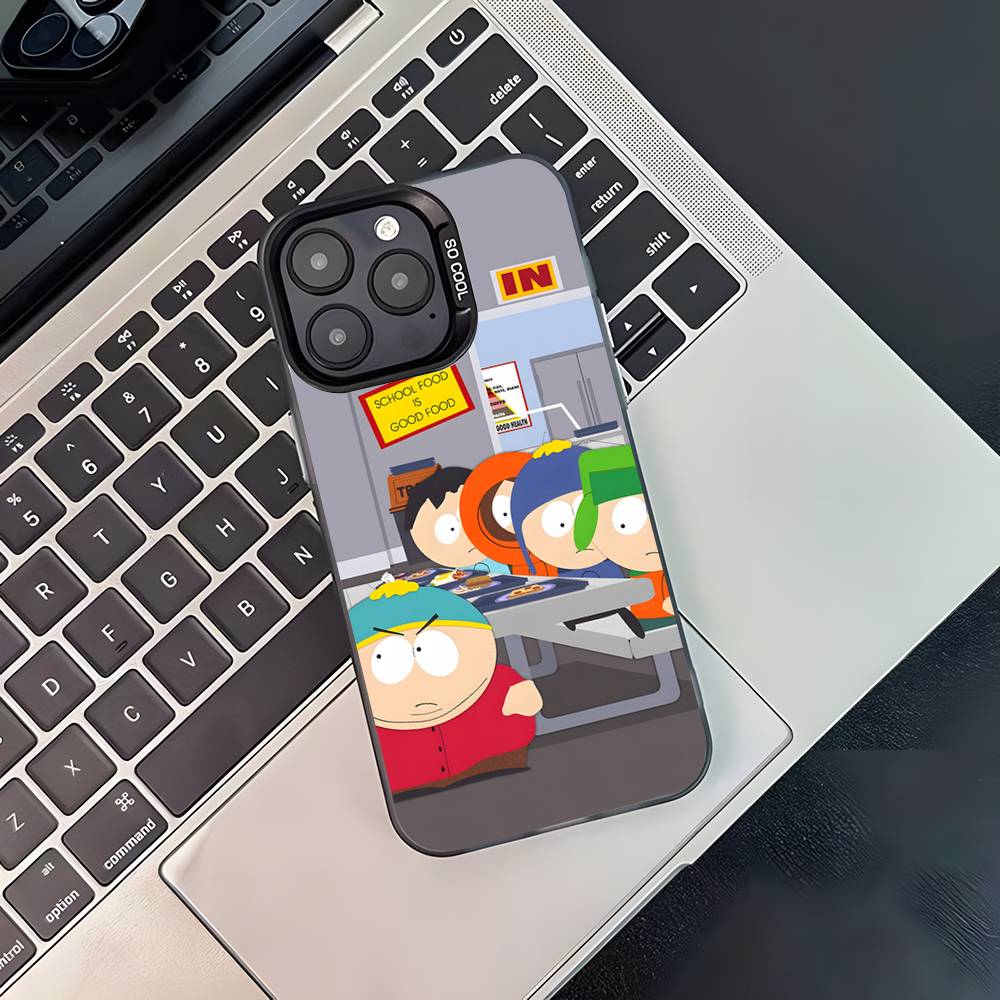 S-SouthES Cute P-Park Black Matte Shockproof CoverPhone Case For iPhone 17,16,15,14,13,12,11,Pro,Max,Plus