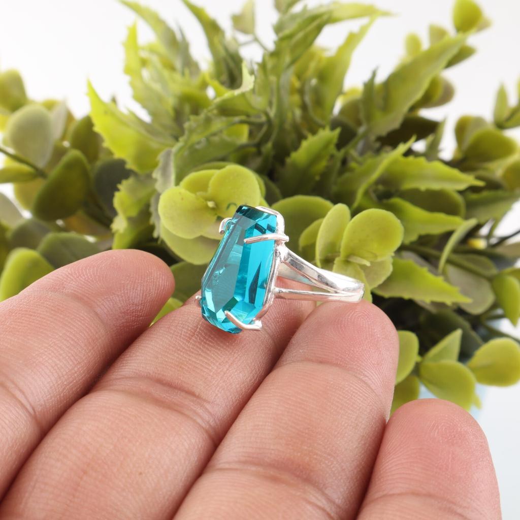 Blue Apatite Gemstone 925 Sterling Silver Jewelry Handmade Ring For Women Gift RR-40-11
