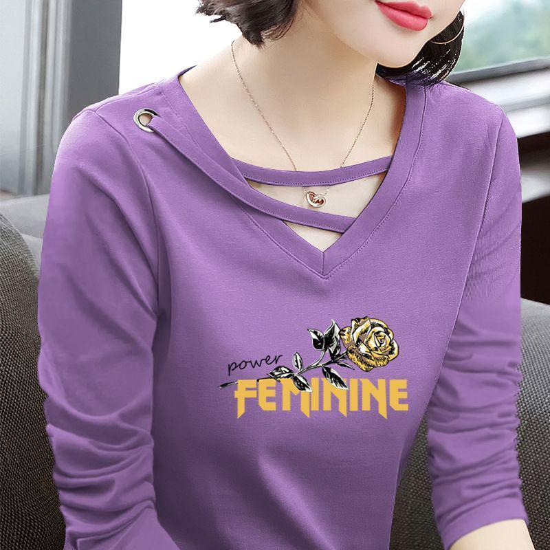 

Women’s Designer Pure Cotton Long-Sleeve T-Shirt: Stylish Spring/Autumn Base Layer Top L (95-115 lbs suggestion)