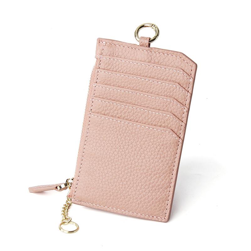 Women's Genuine Leather Card Holder Wallet with Zipper, Multi-Card Slots, Coin Purse, and ID Holder