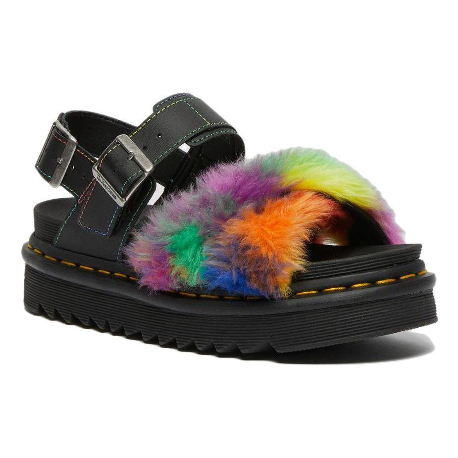 Dr. Martens Leather Fabric Fashion Buckle Thick Sole Sandals Women Sandals Black 27348889