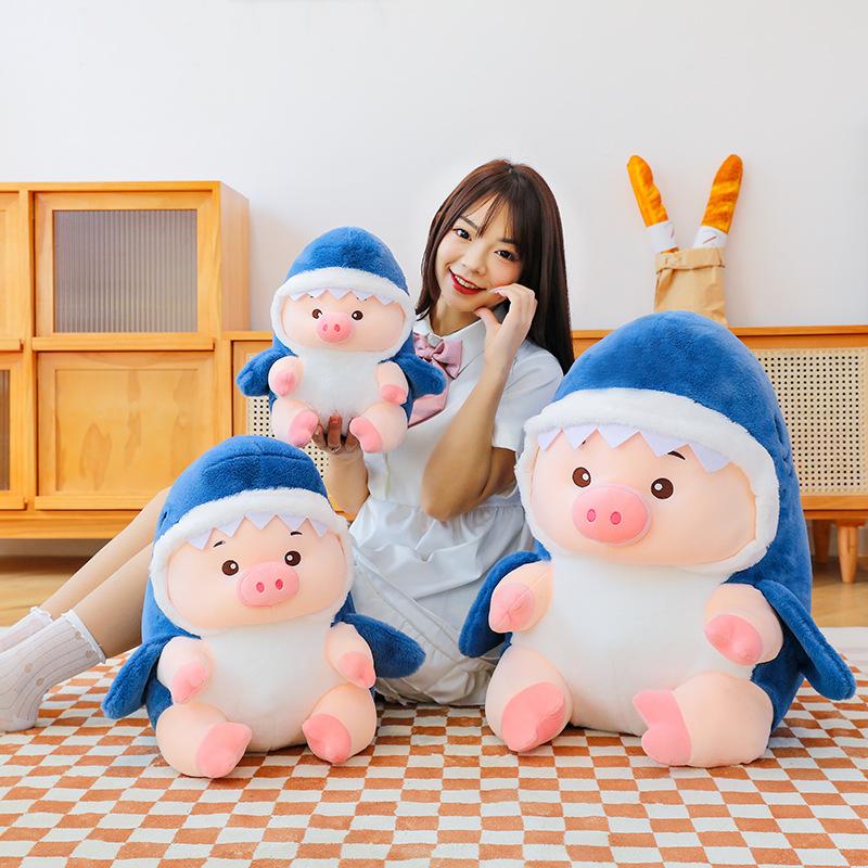 New shark turned into piggy plush toy doll children sleep with pillow doll birthday gift