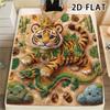 1Pc 2D FLAT Cute Baby Tigers Print Flannel Blanket,High Quality Comfortable for All Seasons,Home Decor,Warmth and Comfort,Perfect for Christmas Gifts