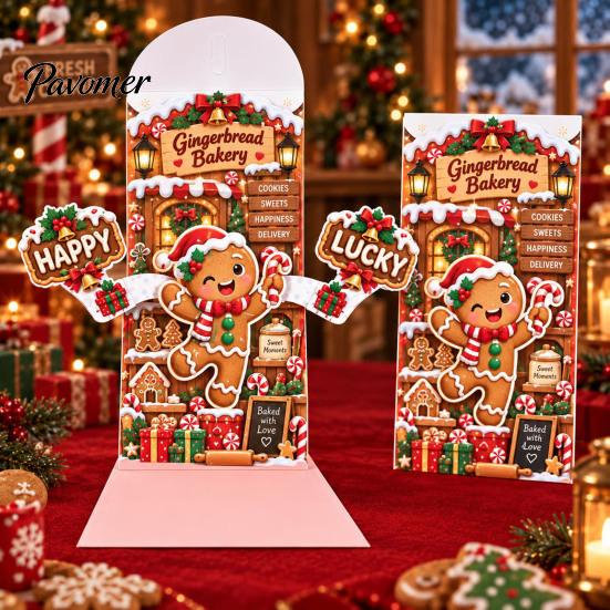 Reindeer Design Holiday Stationery 3D Pop Up Christmas Card, Money Gift Card Holder with Decorative Paper Craft Cards Cash Slot, Hummingbird