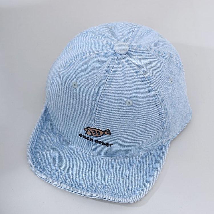 Spring & Autumn Unisex Baby Denim Hat with Embroidered Letters