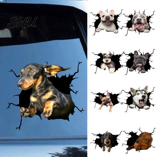 Car Body Sticker Funny Stickers Realistic Exquisite Pattern Simulation Pet Crack Design 3D Trim Effect Decorate Eye-catching Cute Window for