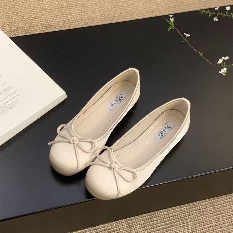 Red Light Mouth Single Shoes Female Spring New French Retro Gentle Fairy Style Blue Ballet Flat Beanie Shoes