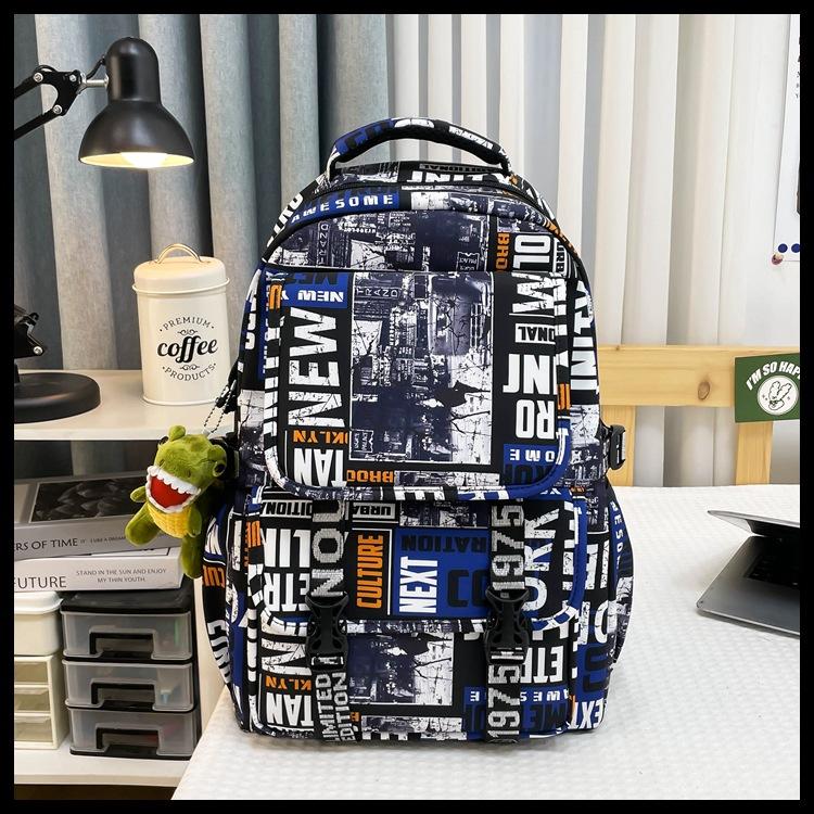 Schoolbag trendy cool graffiti boys junior high school students Internet celebrity schoolbag men large capacity fashion casual versatile backpack