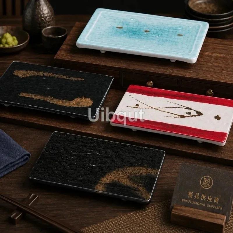 Melamine Rectangular Plate Japanese Tableware Plate Front Grilled Sushi Dish Sashimi Display Yakitori Dish Commercial BBQ Plates