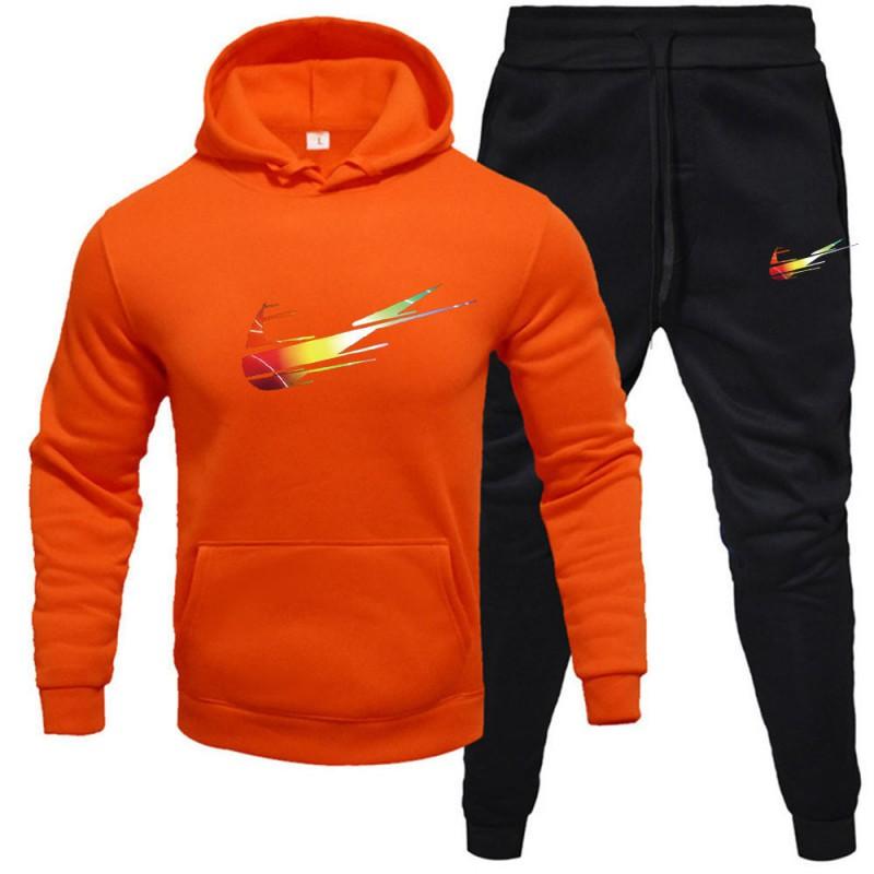 Mens Tracksuit Set Long Sleeve Hoodie Sweatshirt Sweatpants Casual Sportswear Youth Fashion