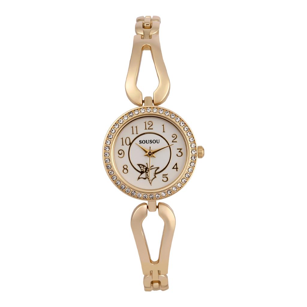 Women Watches Quartz Dial Bracelet Rhinestone Chain Ladies Clock