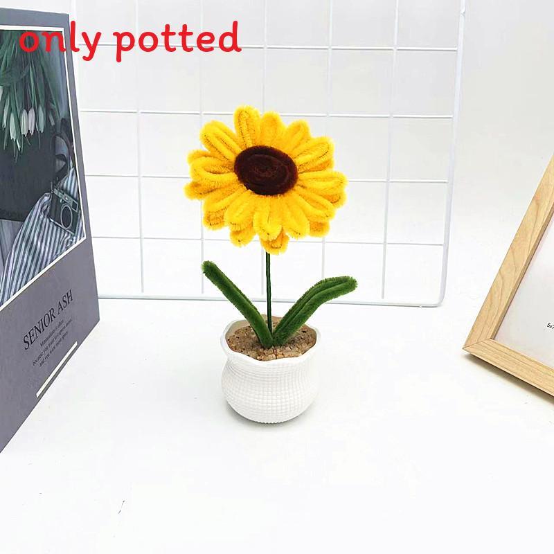 Plush Twisted Rod Sunflower Potted Desktop And Office Decoration Ornament