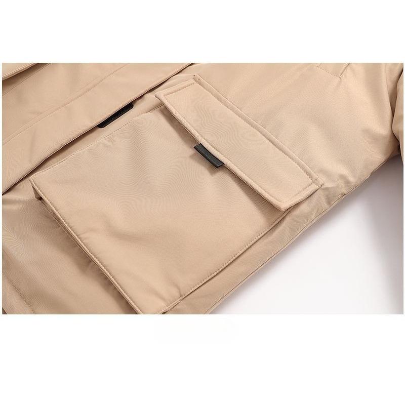 Winter Thickened Warm Workwear Down Cotton Coat with Fur Collar Loose Korean Style Jacket