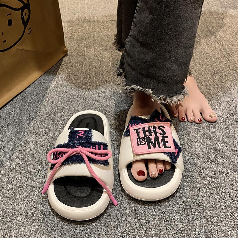 fashion 2024 New Hot Selling Fashion Women's Casual Bow Slippers Paired with Thick Sole EVA Sandals Suitable for Home and Outdoor Wear