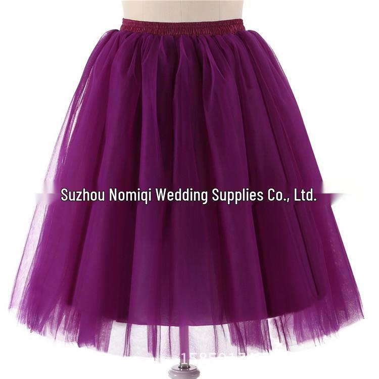 Elegant Five-Layer Tulle Half-Length Puffy Skirt - 65cm Long