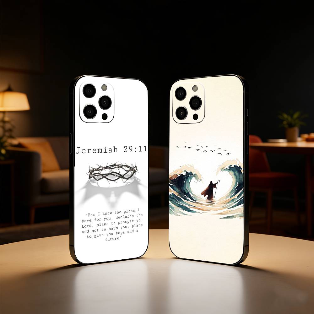Isaiah Jeremiah Psalm Jesus Bible Phone Case For iPhone17,16,15,14,13,12 Plus,Max Soft Silicone Black Cover