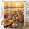 Sunset Seashell Beach Shower Curtain - Vibrant Coastal Design for a Waterproof and Unique Bathroom Décor
