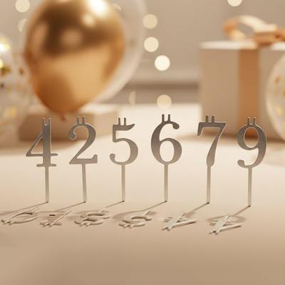 Zahlenkerzenhalter Set Wiederverwendbar Silber Digital Geburtstagskuchen Kerzenhalter 0-9 Nummerierter Kuchenaufsatz Dekoration für Geburtstage Jubiläen