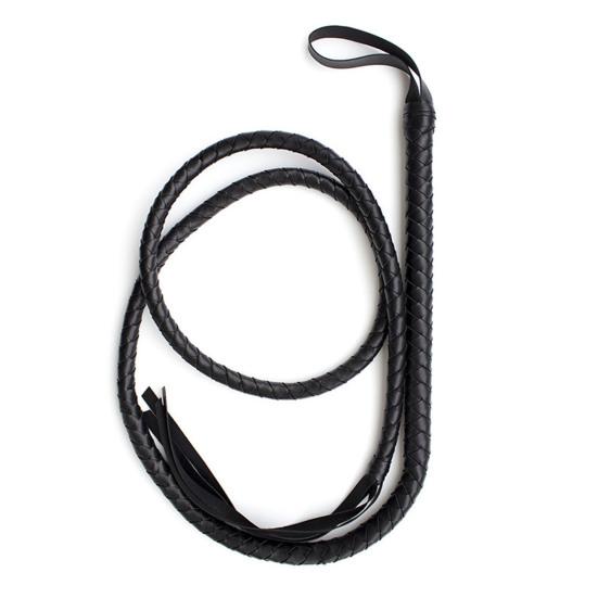 Faux Leather Black Whip Woven Cosplay Whip Realistic Lion Tamer Cowboy Whip