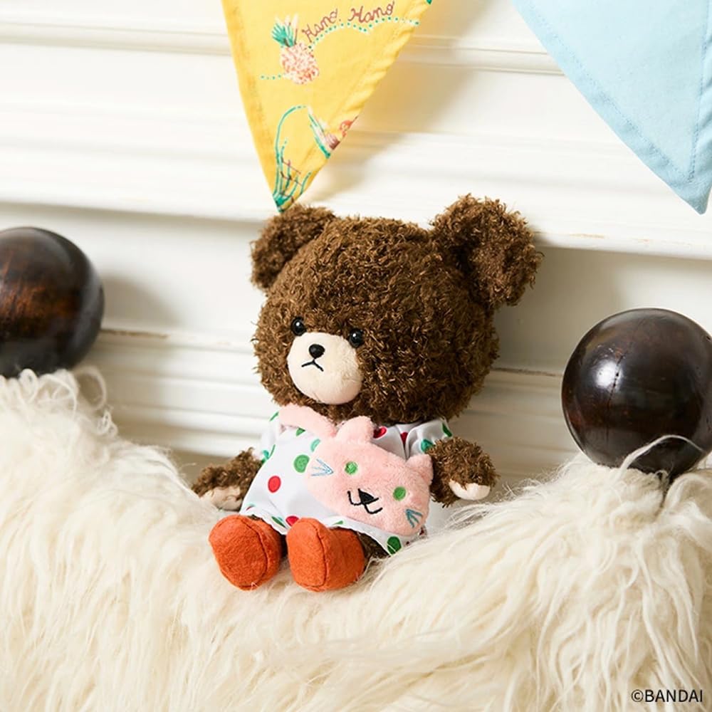 Sekiguchi The Bears' School Plush Toy, Fluffy Jackie with Cat, 622696, Size: H21 X W14 X D12cm