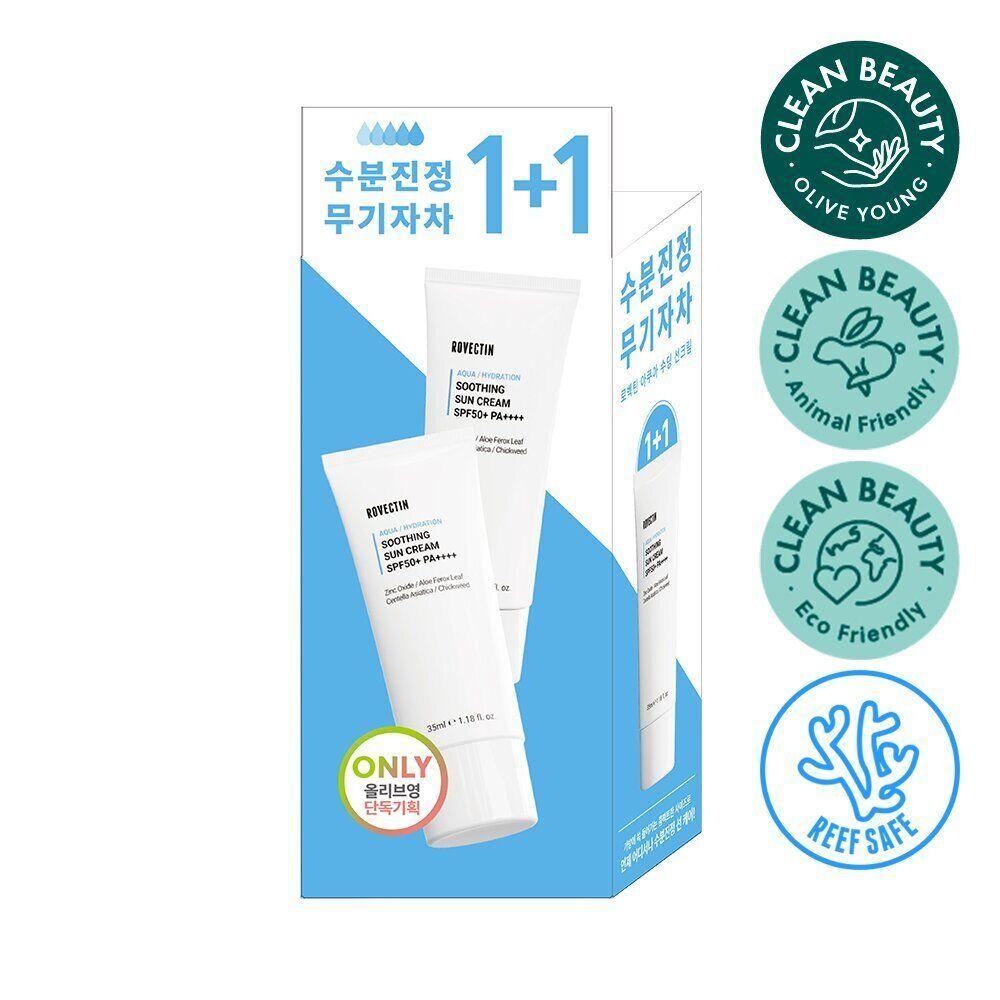 ROVECTIN Aqua Soothing Sun Cream SPF50+ PA++++ 50ml / 35ml+35ml, Nourishing, Moisturizing, Korean Cosmetics, Kbeauty