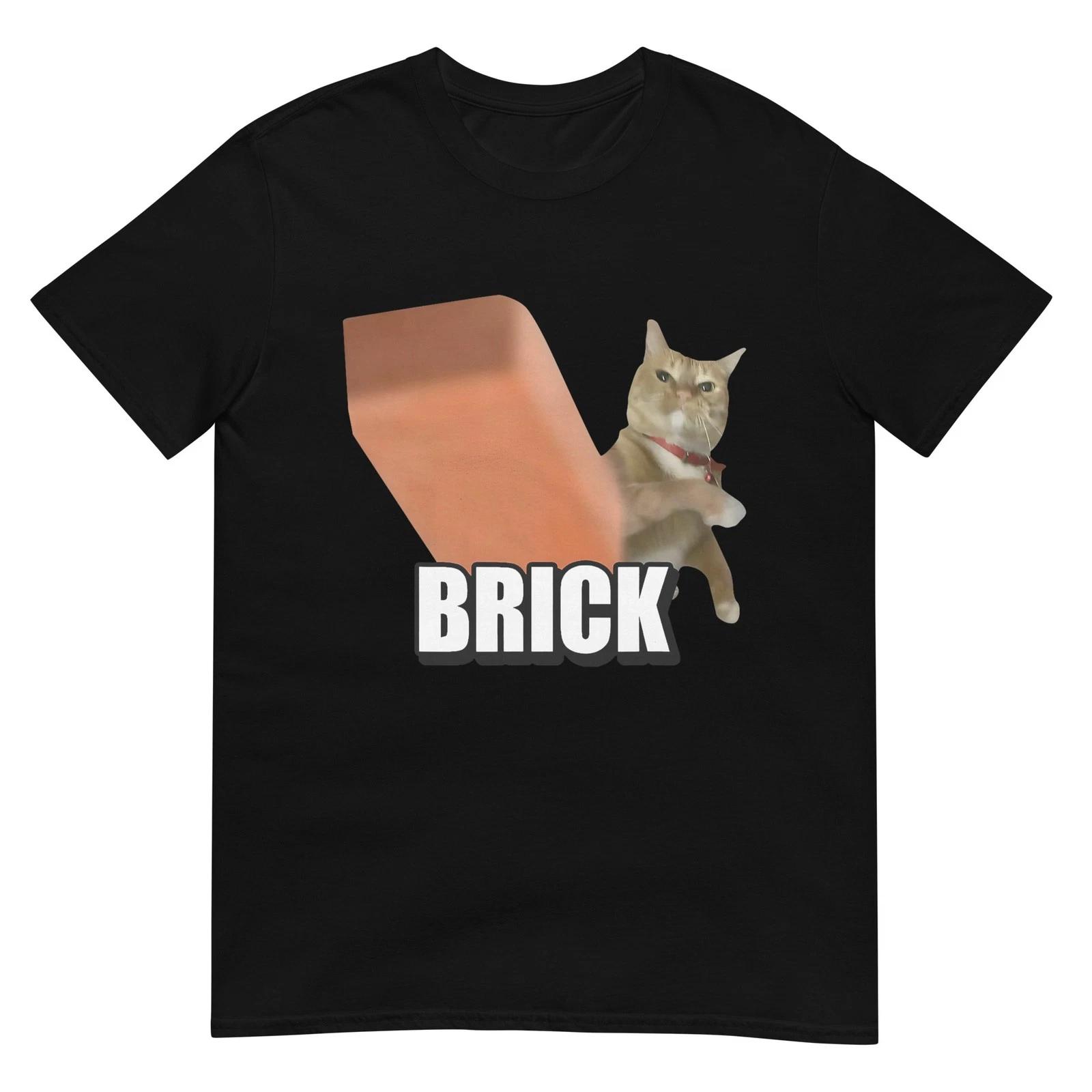 Funny Cat Throwing Brick Silly Cats Meme Brainrot Lovers T-Shirt M