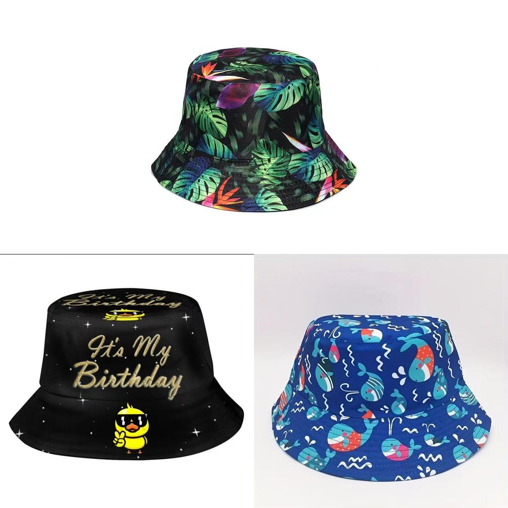 Spring Summer Flower Leaf Print Fisherman Hat With Sunshade For Casual Wear