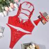 Sex underwear straps gather hollowed-out milk mesh neck ring pendant, three-piece set