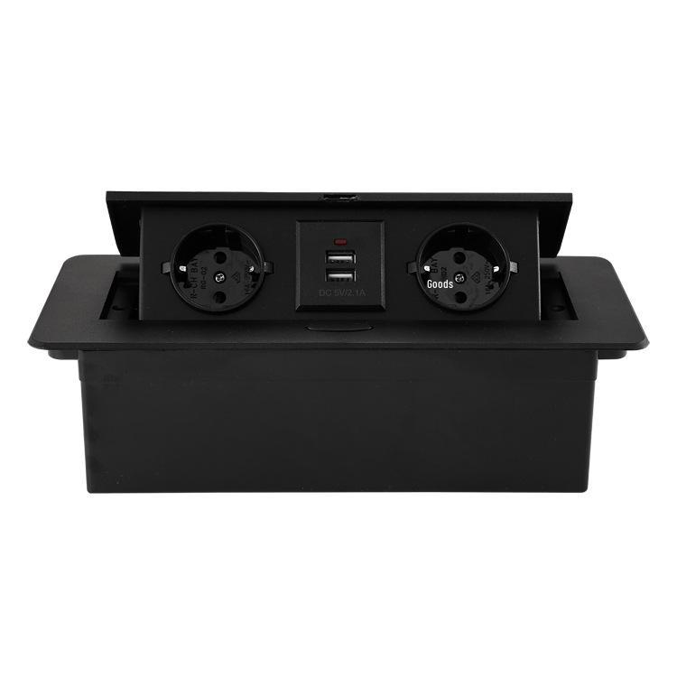 Slow-Rise Pop-Up EU/US/DE Power Multimedia Desk Socket with USB for Conference Tables