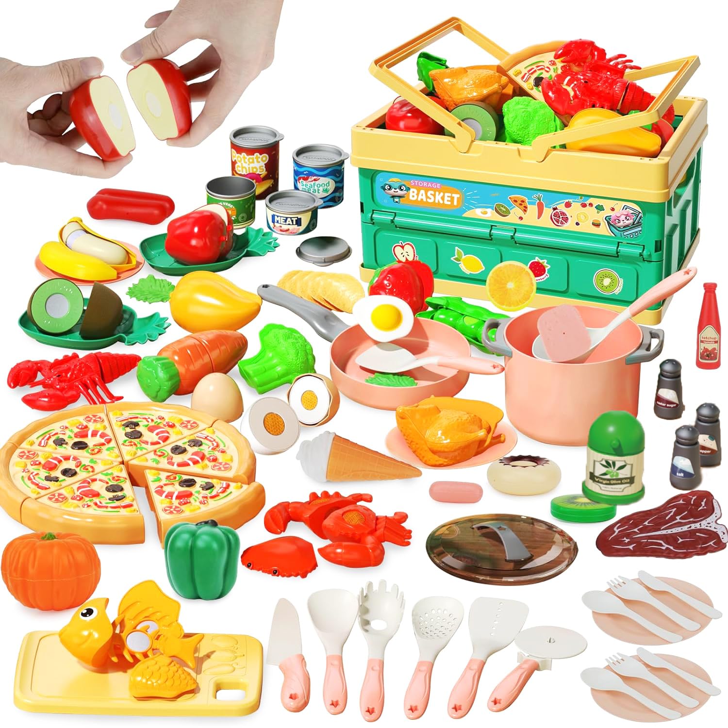 

La Gacela Ролевая игра Ролевая игра Горшок Кухонное хранение Роскошный набор для ролевой игры на день рождения, Набор, Игрушка, Набор из 94 предметов, Овощи, Фрукты,