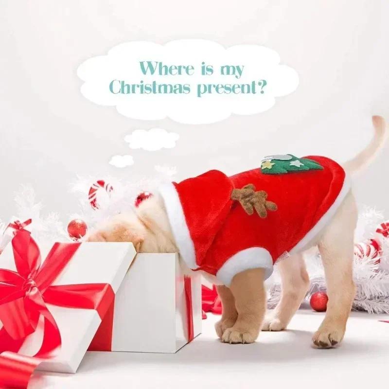 Christmas Pet Santa Costume Warm Flannel Hooded Jacket Winter Clothing For Small Dogs Cats Chihuahua Yorkshire Terrier Apparel