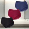 FINETOO 3Pcs/Set Women's Cotton Patchwork Lace Underwear Solid Color High Rise Ribbed Underpants Soft Breathable Panties Female Lingerie