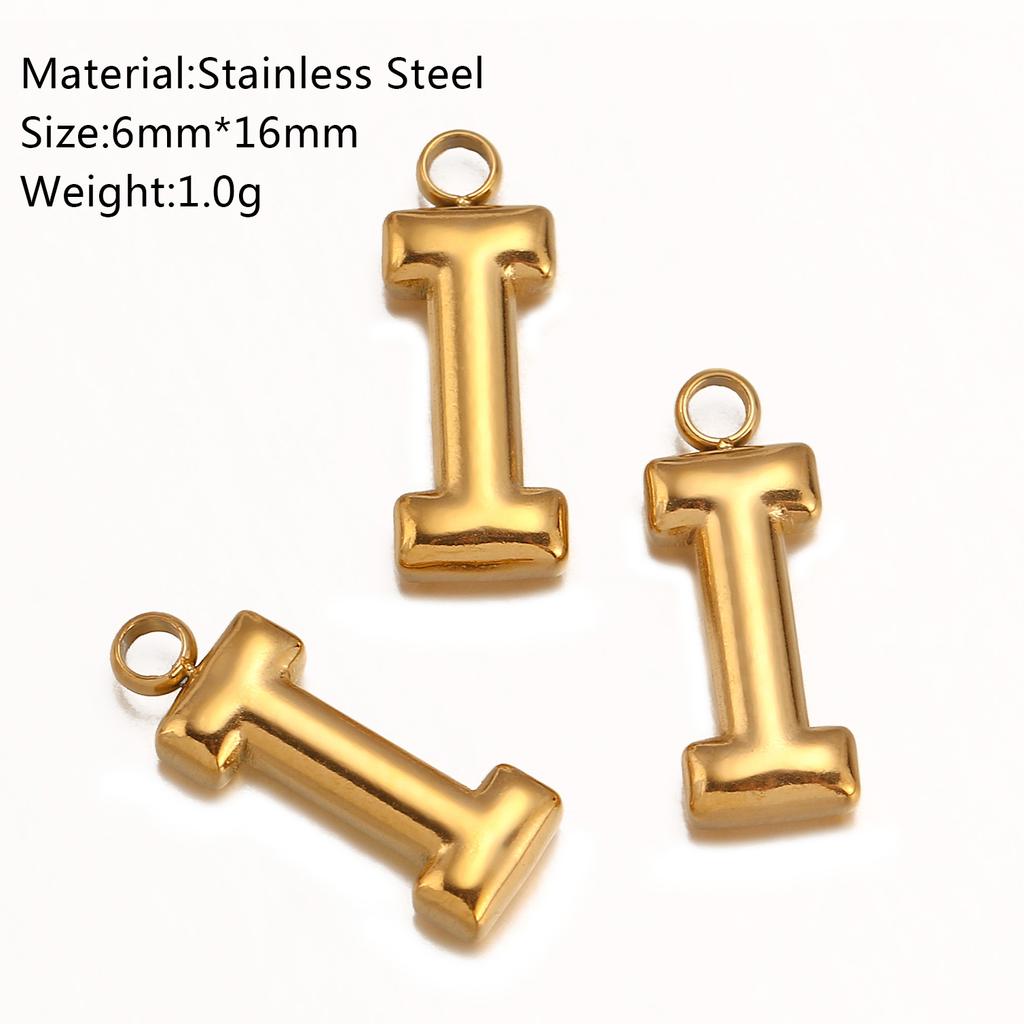 3Pcs Initial Charms 3D Stainless Steel English Letter Pendant 18K Gold Color PVD Plated Bubble Alphabet Charm DIY Jewelry Making