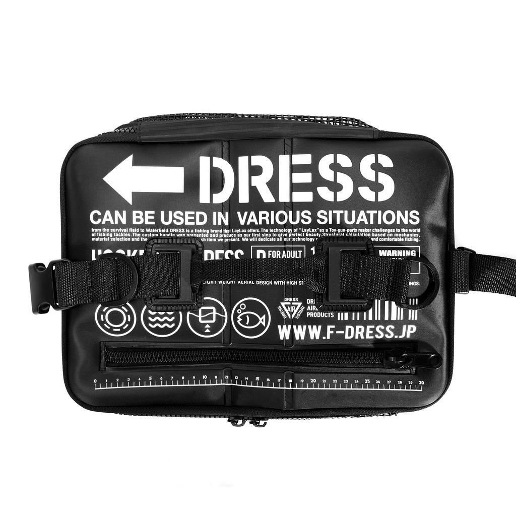 DRESS Folding Floating Scaly, Black, Medium, Stealth Black EVA, Multi-functional Fishing Tackle Bag, Tackle Case, Stringer, Bucket