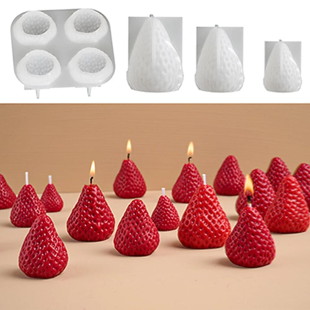 3D Strawberry Aromatherapy Candle Silicone Mold DIY Handmade Romantic Scented Candle & Plaster Craft Molds Valentine's Day Decor