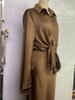 2025 Autumn Satin Flared Sleeve Shirt & Bodycon Skirt Set for Women