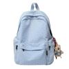 Schoolbag Campus School Bag Female Korean Version Ins Simple Plaid Backpack for Middle and High School Students, Large Capacity Leisure Travel 